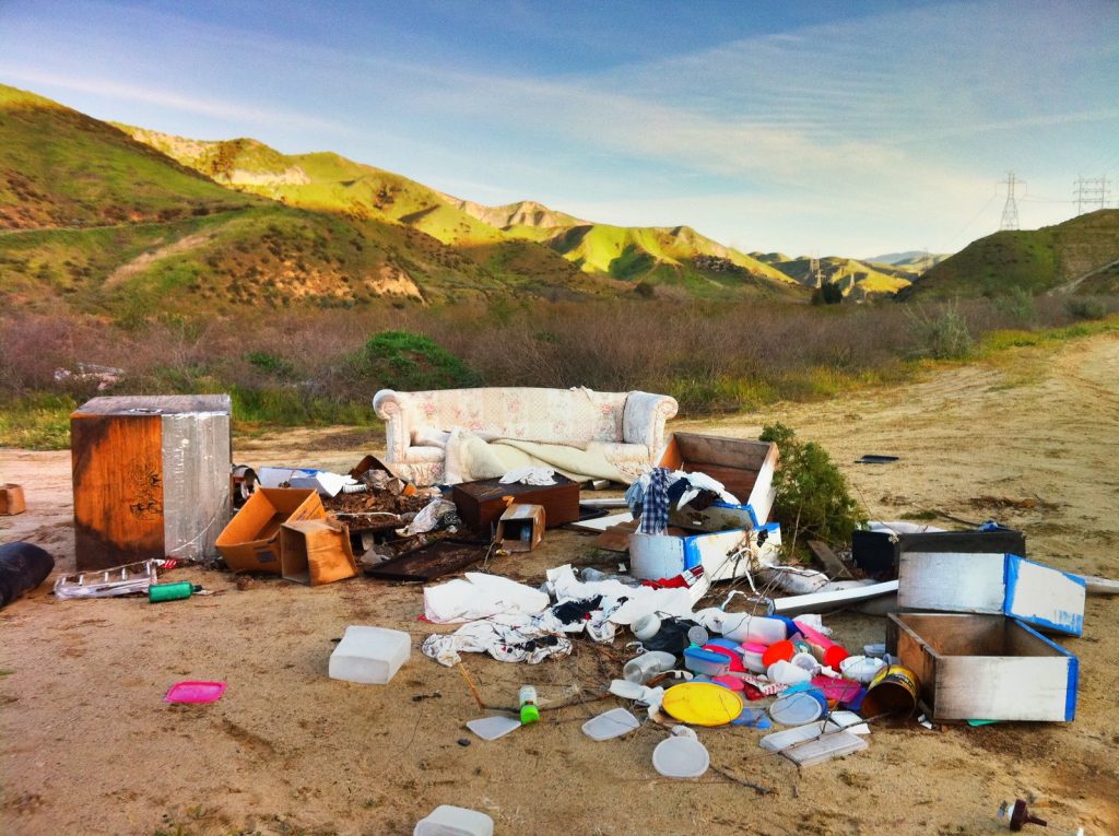 litter in the countryside