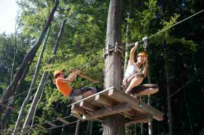 Tree top ropes course