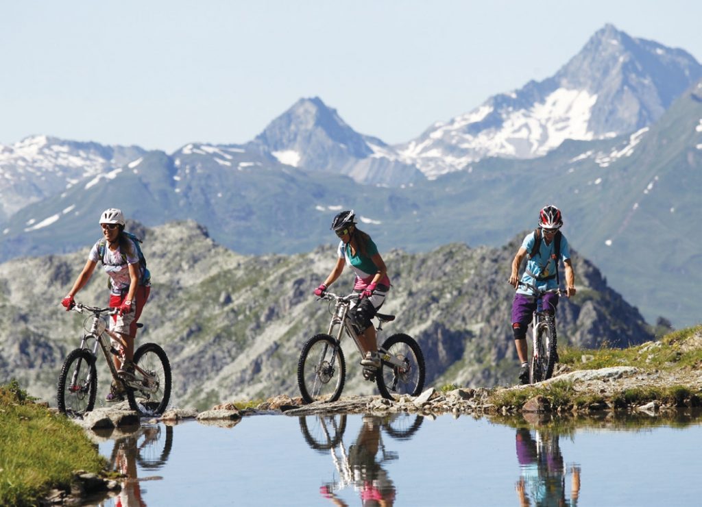 Mountain biking in the mountains in Les Arcs, France