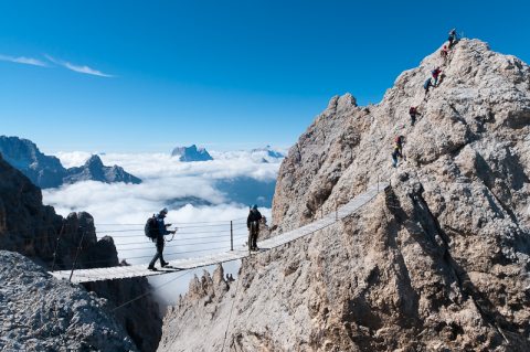 Via Ferrata climbing iron pathways across mountains