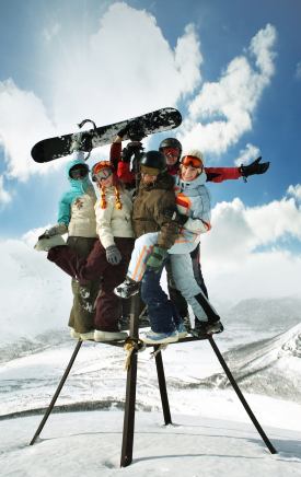 Winter Team Building balancing on skis
